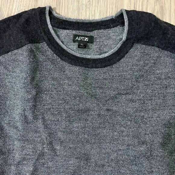 Apt. 9 Men’s Merino Wool Blend Knit Sweater Gray Black Soft Size XL - Picture 3 of 11